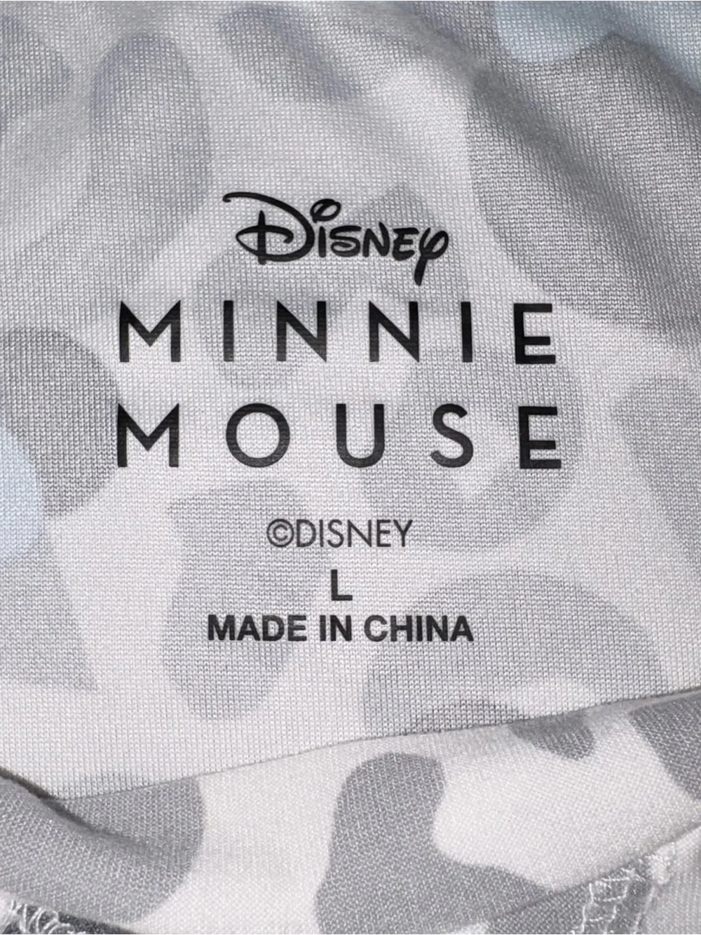 Disney Minnie Mouse Pajama Set Large Gray Leopard Print 2 Piece Lounge Sleepwear - Picture 3 of 11